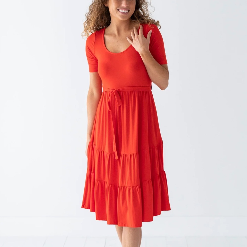 Little Bum Bums / Bums & Roses Red Natural Bamboo Dress - Picture 2 of 5